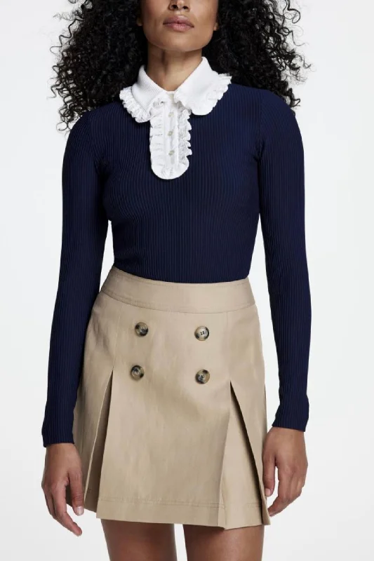 Markdowns Smythe - Ruffle Polo Knit Top - PS25037 - PRE-ORDER*