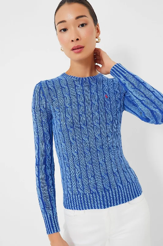 Clearance Sale Blue Cotton Juliana Longsleeve Sweater