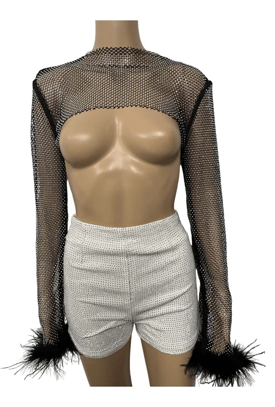 Weekend Offers That Excite Silver on White High Waist Rhinestone Booty Shorts