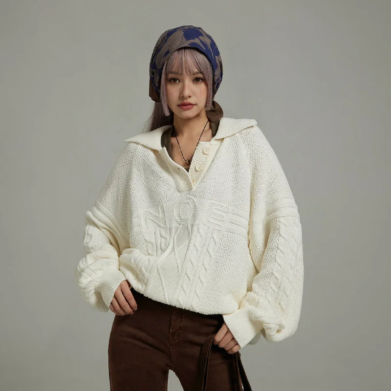 Weekend Deals That Amaze Polo Neck Overfit Knit Sweater