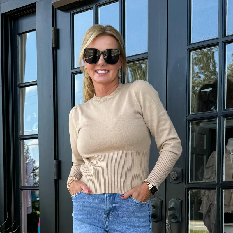 Weekend Discounts to Indulge In Sierra Puff Sleeve Sweater | Tan