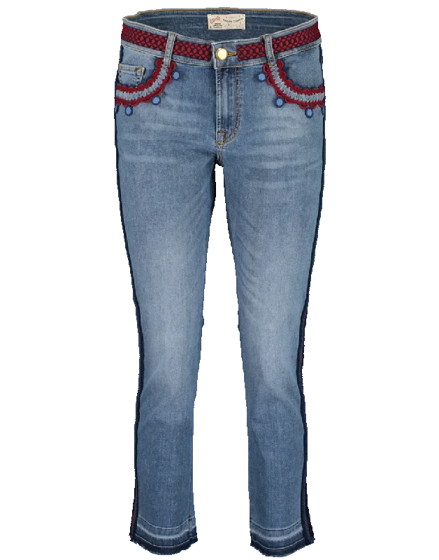 Instant Savings Sequined Side Stripe Cropped Jeans