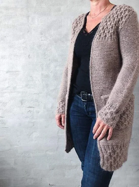 Early Bird Beatrice cardigan by Önling, No 2 + silk mohair knitting kit