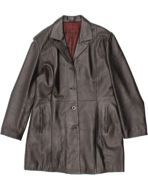 Super Deal SARDAR Womens Leather Coat UK 18 XL Black