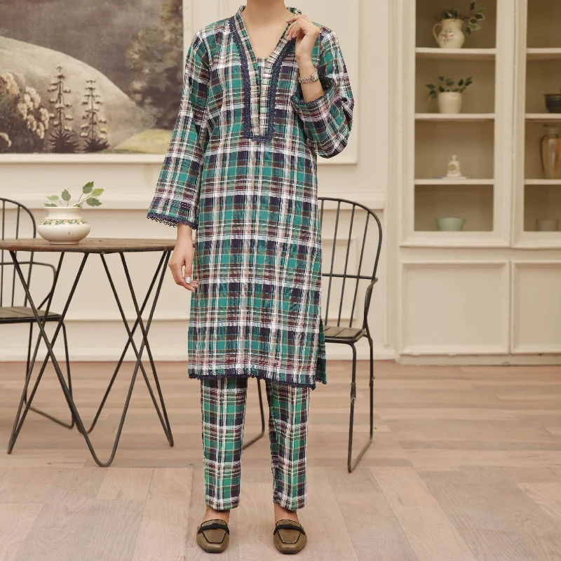 Low Cost Green Flannel Co ord Set PW4131