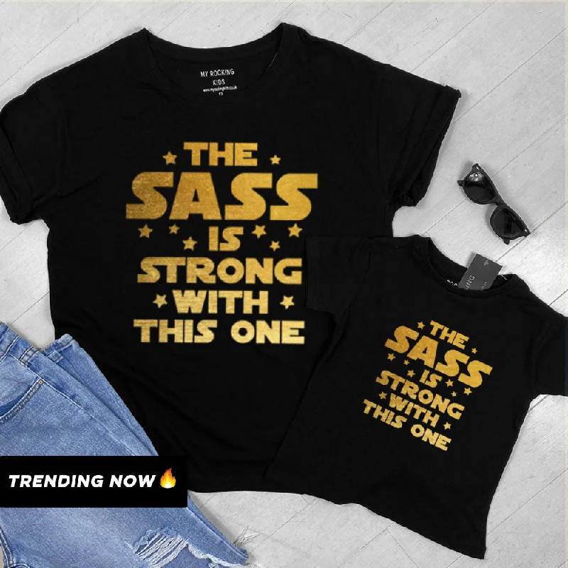 Final Clearance Strong SASS Mum & Daughter Black/Gold Tees (MRK X)