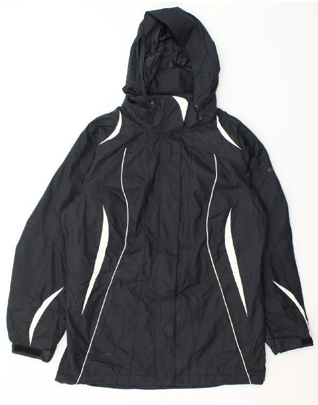 Online Only COLUMBIA Womens Hooded Windbreaker Jacket UK 14 Medium Black Nylon