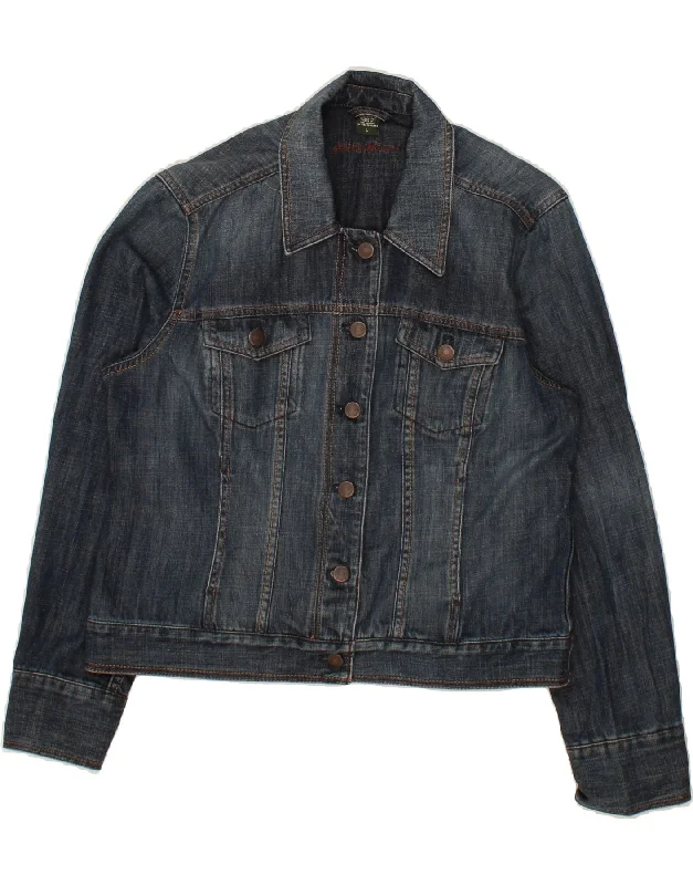 Weekend Deal EDDIE BAUER Womens Denim Jacket UK 16 Large Navy Blue Cotton