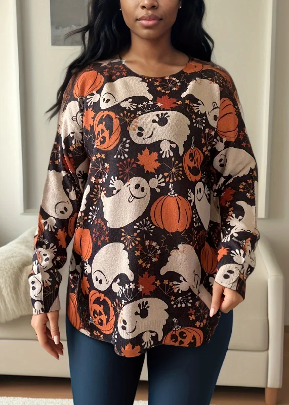 Weekend Specials to Grab New Print O Neck Knitting Cotton Sweater Long Sleeve