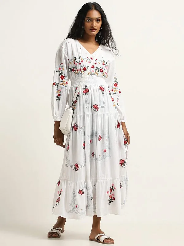 The Best Prices LOV White Floral Cotton Tiered Maxi Dress