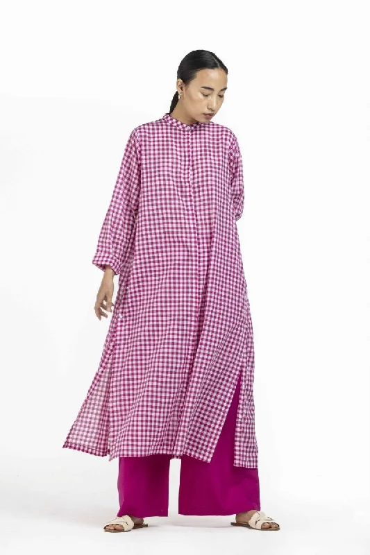 Lowest Prices Back Gather Jacket Hot Pink Check