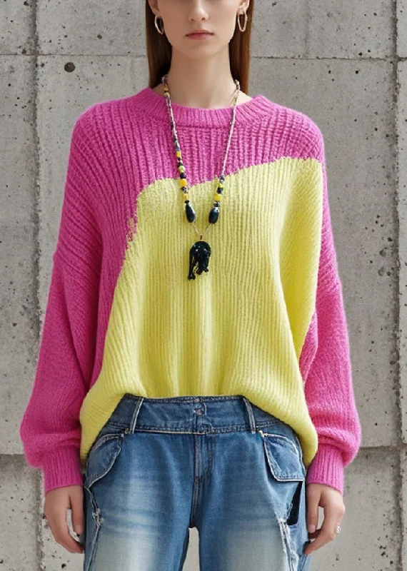 Weekend-Only Price Drops Casual Colorblock Asymmetrical Patchwork Knit Sweaters Fall