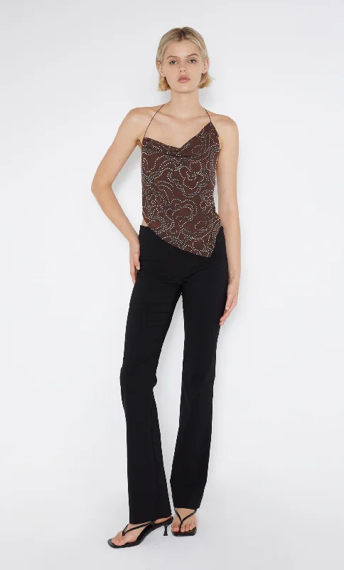 Don't Delay ALIZE ASYM HALTER TOP - ESPRESSO