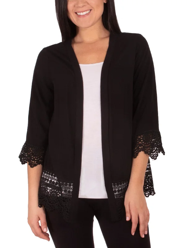 Sale Alert Long Cardigan With Crochet-Trimmed Cuffs And Hem