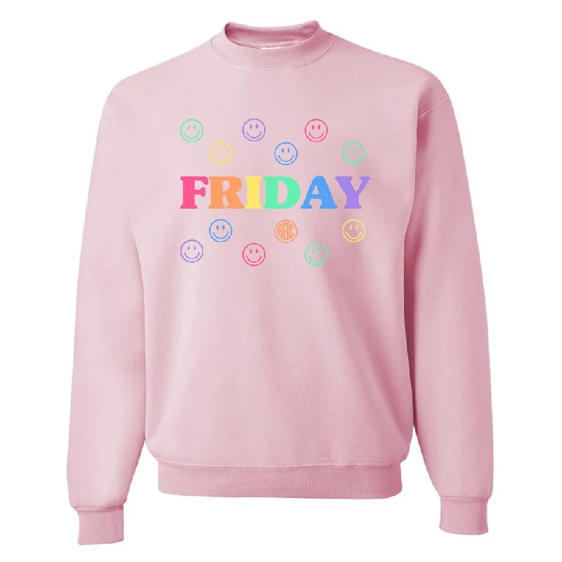 Don't Wait Monogrammed 'Smile, It's Friday' Crewneck Sweatshirt