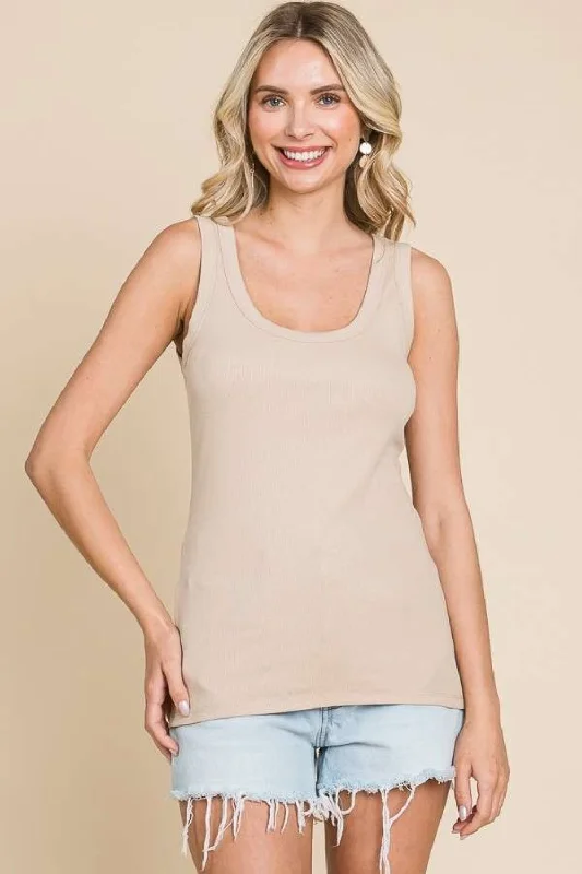 Stock Clearance Culture Code Full Size Ribbed Scoop Neck Tank
