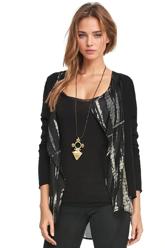 Unbeatable Deal Almost Vintage Sweater Cardigan with Sheer Silk Layer or Print