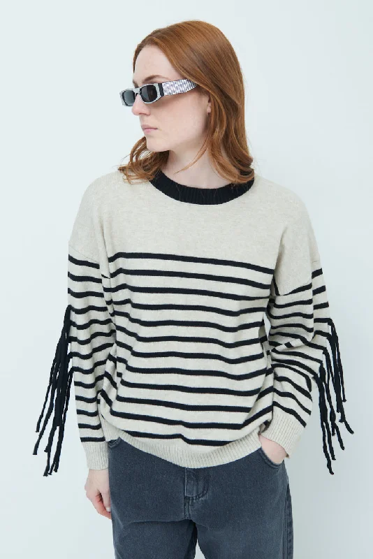 Sale Event Striped fringe sleeve sweater wholesale