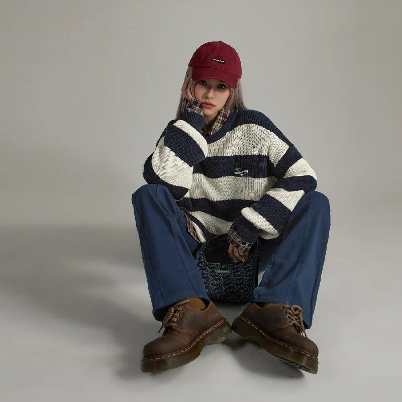 Lowest Price Stripe Loose Fit Knit Sweater