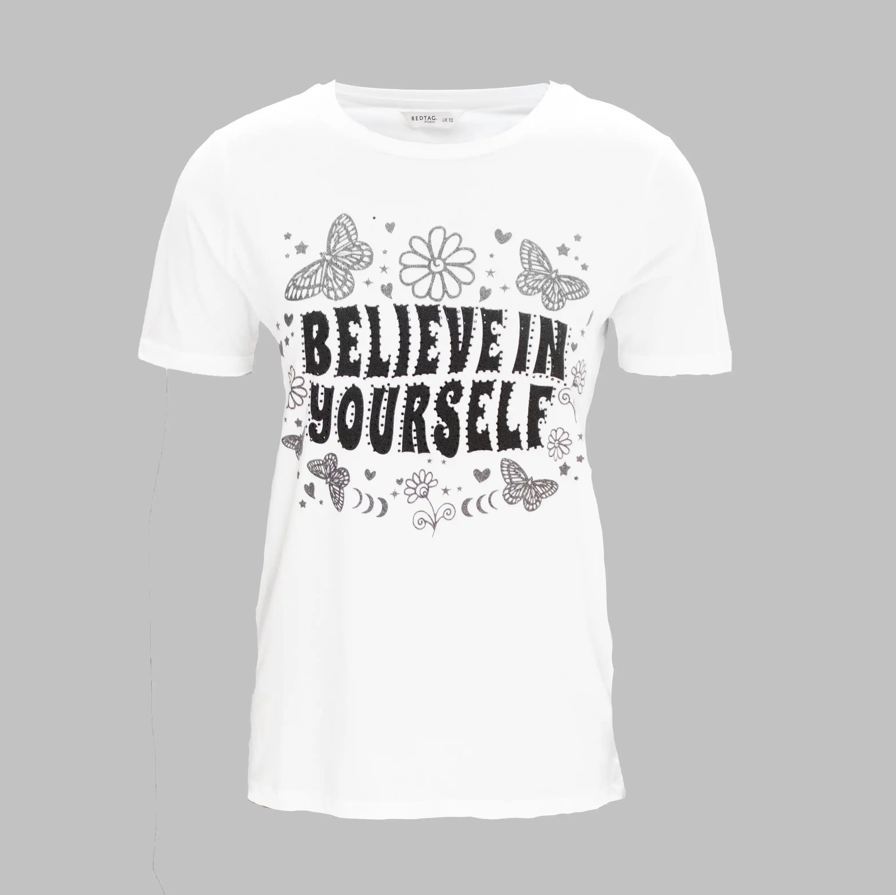 Exclusive Offer Cream Embellished T-Shirt