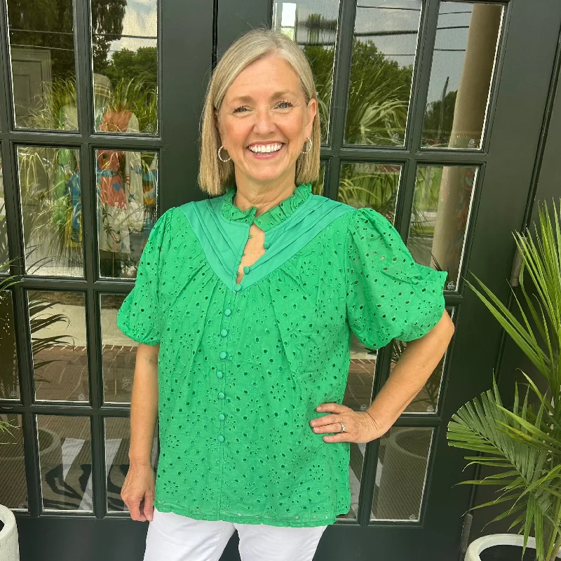 YEAR-End Clearance Maya Eyelet Top | Green