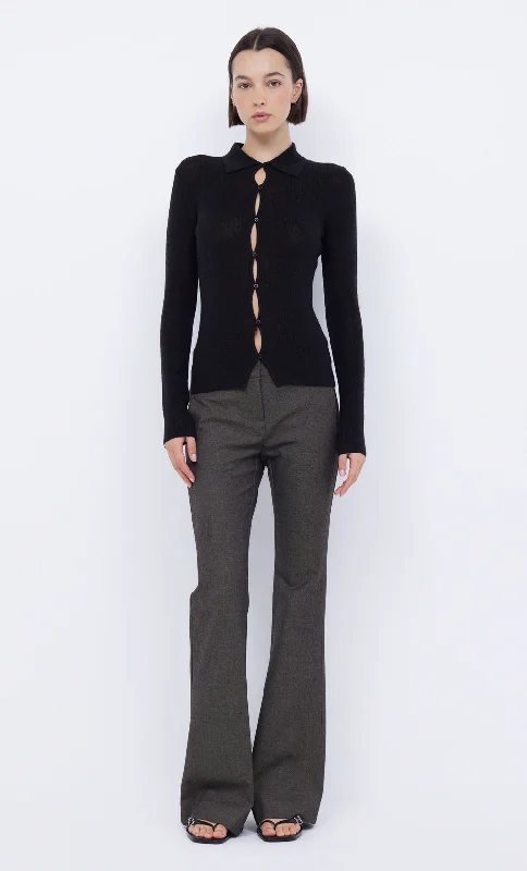 Super Deal RODEO KEYHOLE CARDIGAN - BLACK