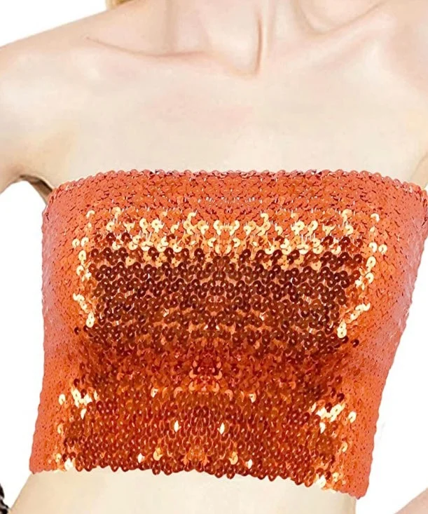 Value Deals Orange Sequin Tube Top
