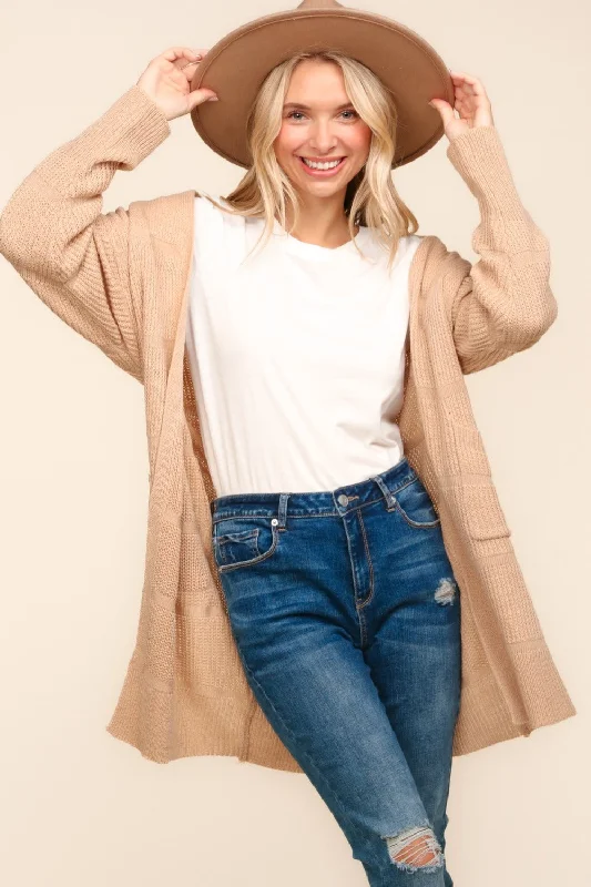 Price Drop Haptics Stripe Textured Open Front Cardigan with Pockets