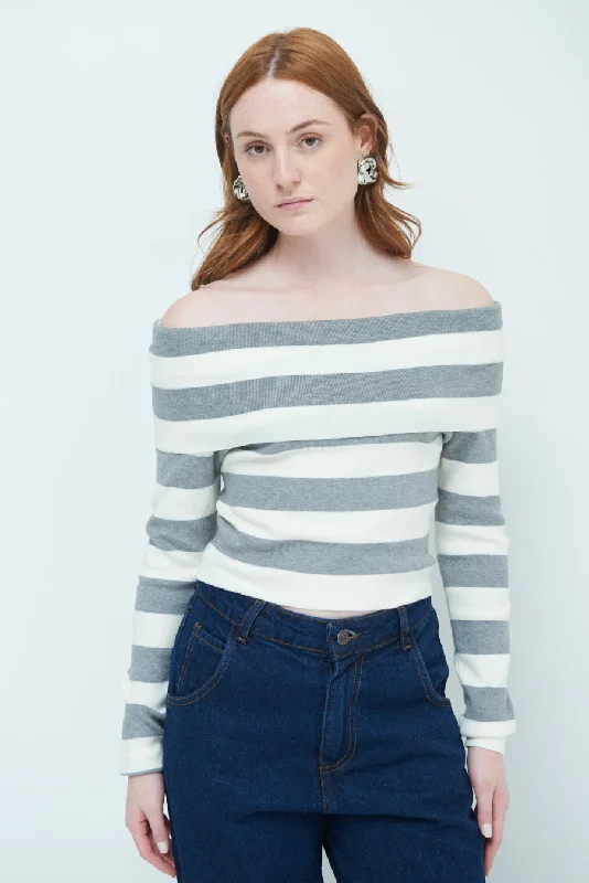 Don’t Miss Out Off-shoulder striped sweater wholesale