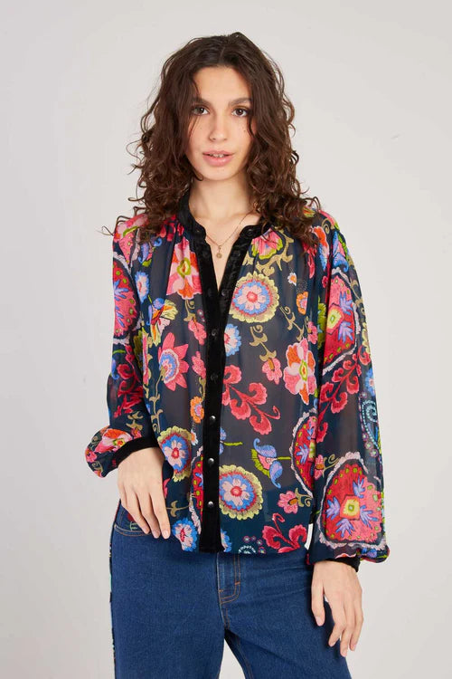 Online Exclusive Farah Georgette Top - Black