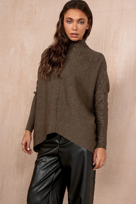 Special Savings Susanna Khaki Knit High Neck Jumper