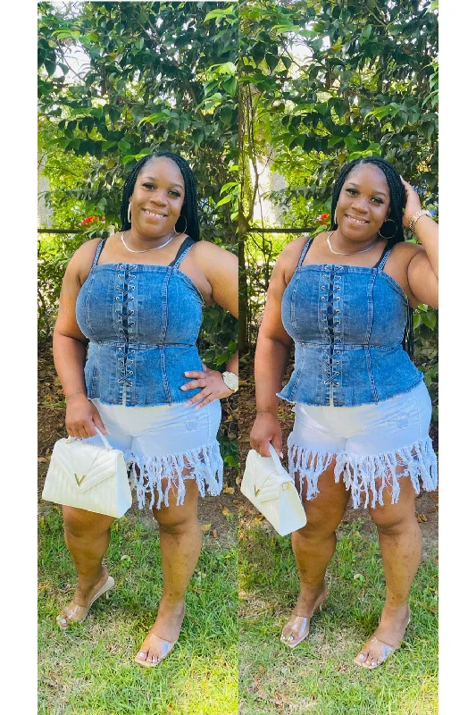 Online Only Denim Doll Top