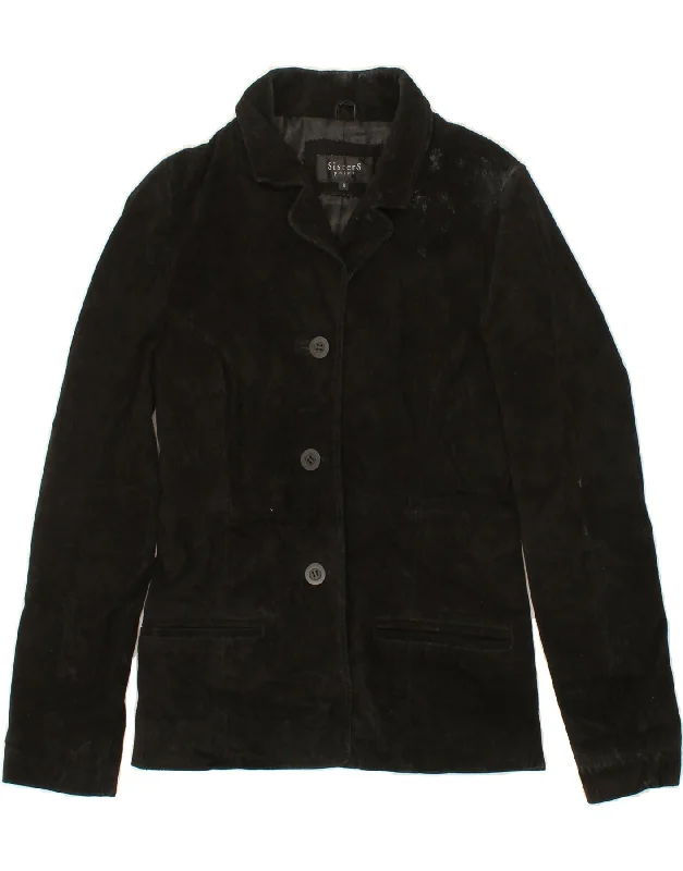 Weekend Special VINTAGE Womens Suede Jacket UK 10 Small Black Leather