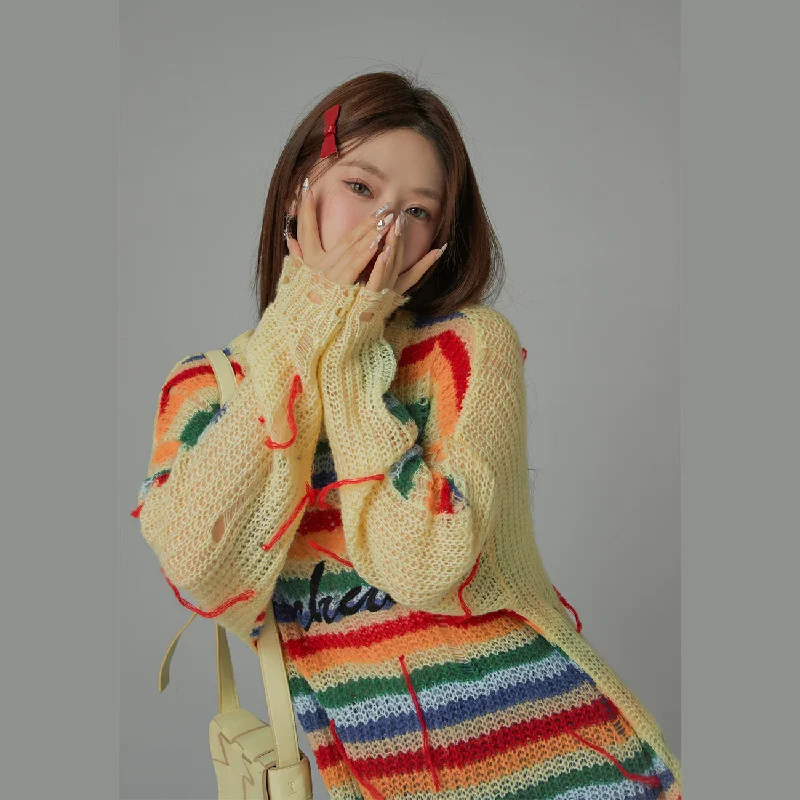 Weekend Special Rainbow Stripe Knit Sweater