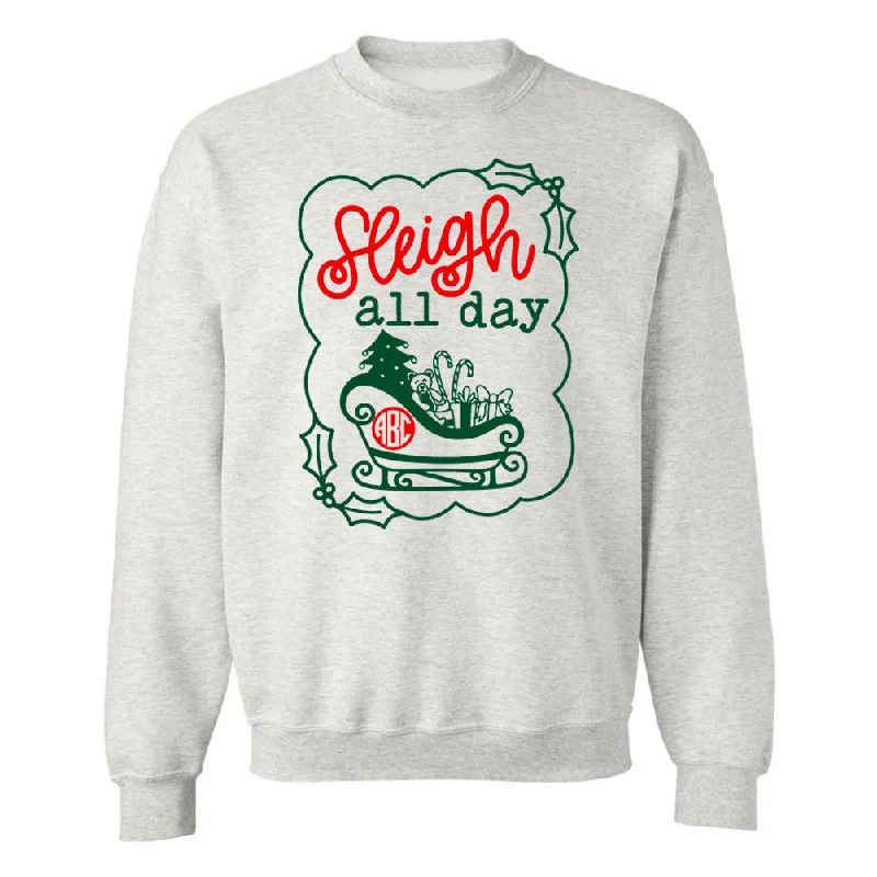 Special Savings Monogrammed 'Sleigh All Day' Crewneck Sweatshirt