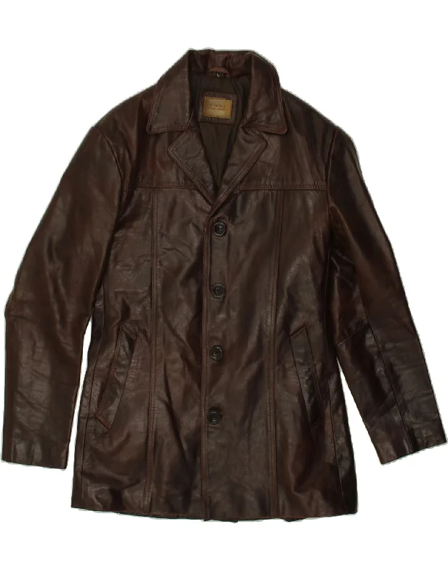 Weekend Offers That Thrill VINTAGE Womens Leather Coat UK 14 Large Brown Leather