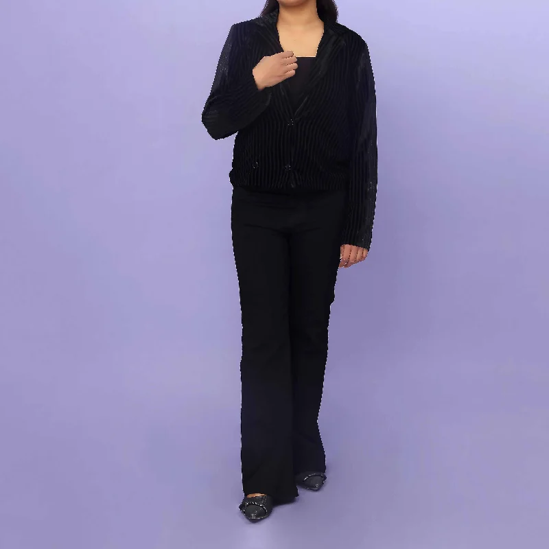 Special Buy Black Velvet Thread Winter Sweater PW4273