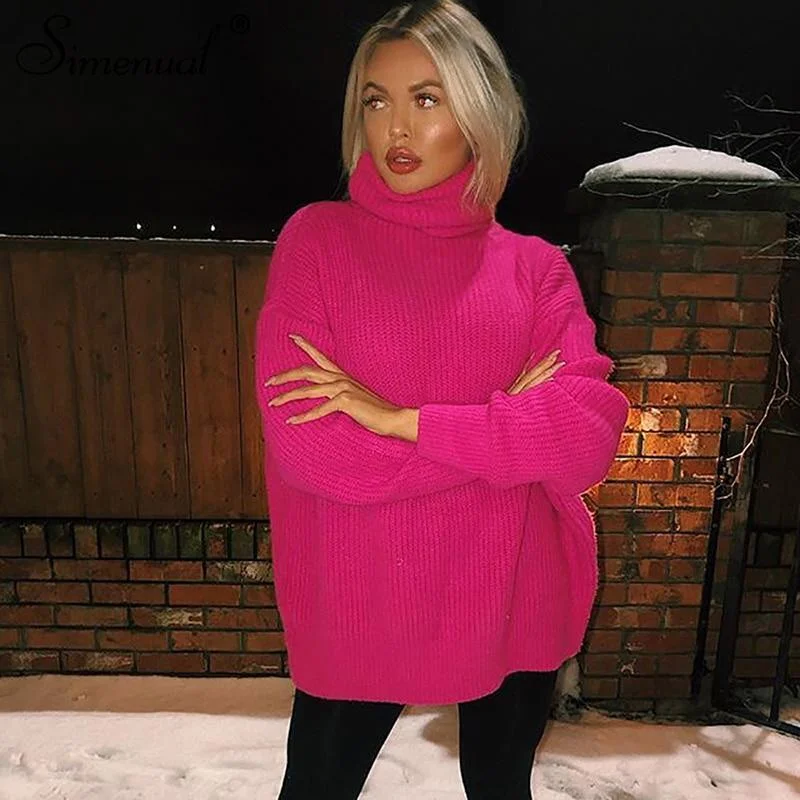 Stock Clearance Oversized Women Turtleneck Sweater