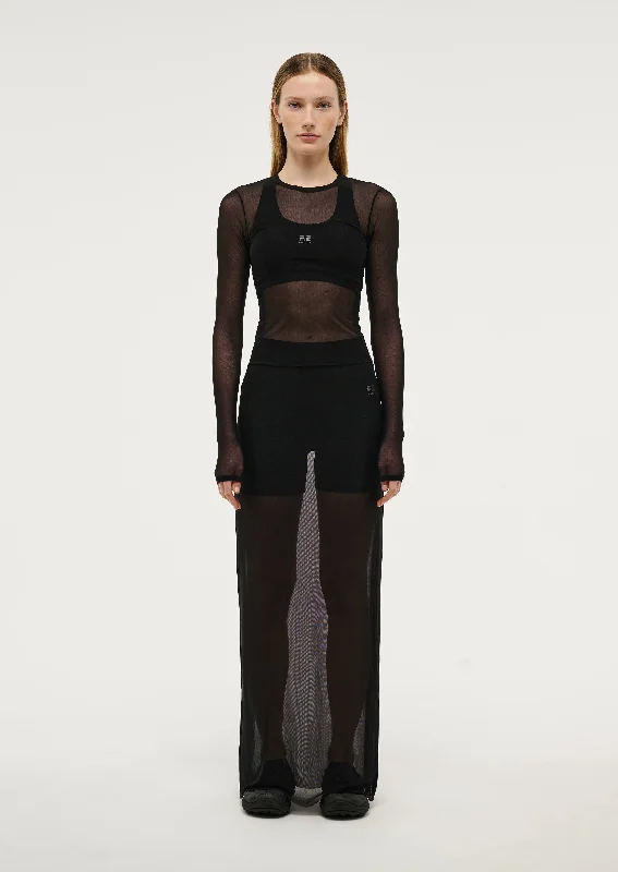 Final Clearance DISCOVERY MESH MIDI SKIRT IN BLACK