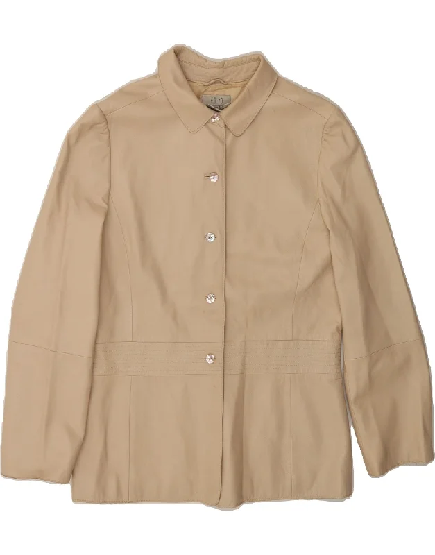 Final Markdown EQ:IQ Womens Leather Jacket UK 16 Large Beige Leather
