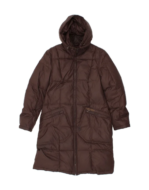 Closeout GAS Womens Hooded Padded Coat UK 12 Medium Brown Polyamide