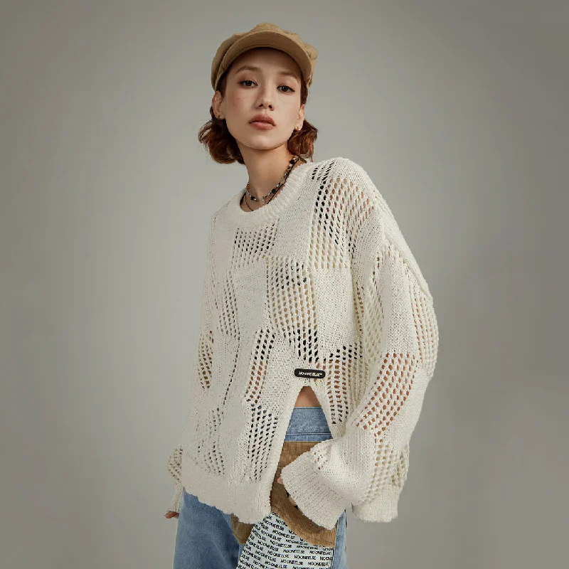 Referral Discount Knitted Design Slit Sweater