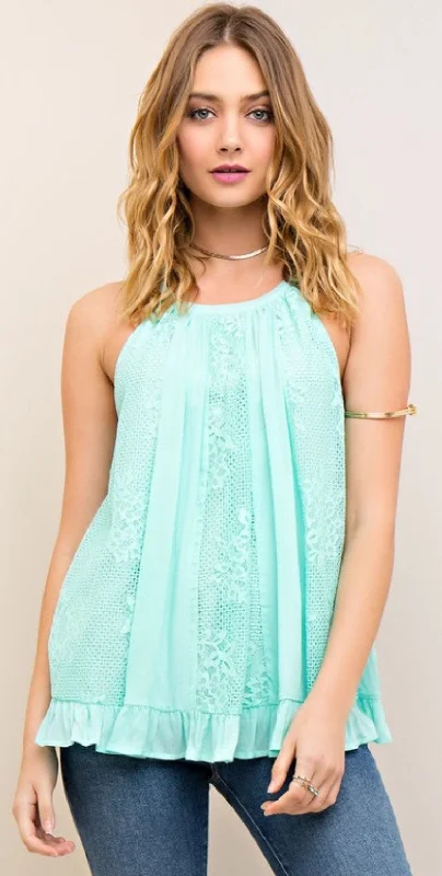 Weekend Savings Bonanza Solid Halter Crochet Top
