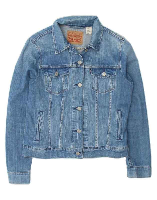 Customer Appreciation Sale LEVI'S Womens Denim Jacket UK 14 Medium Blue Cotton