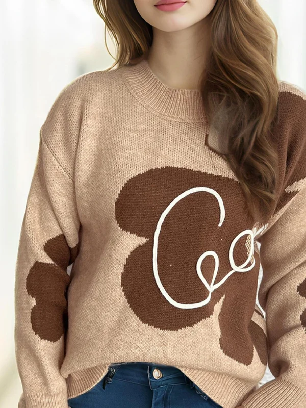 Now or Never Contrast Round Neck Dropped Shoulder Sweater