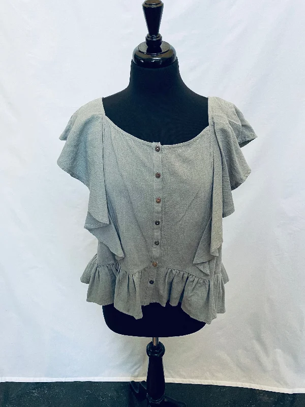 Weekend Discounts to Relish Grey Flowy Sleeve Top