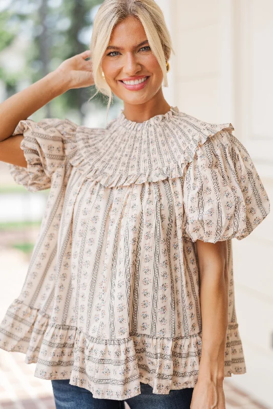 Top Pick Aureum: Remember You Well Ivory Ditsy Floral Blouse