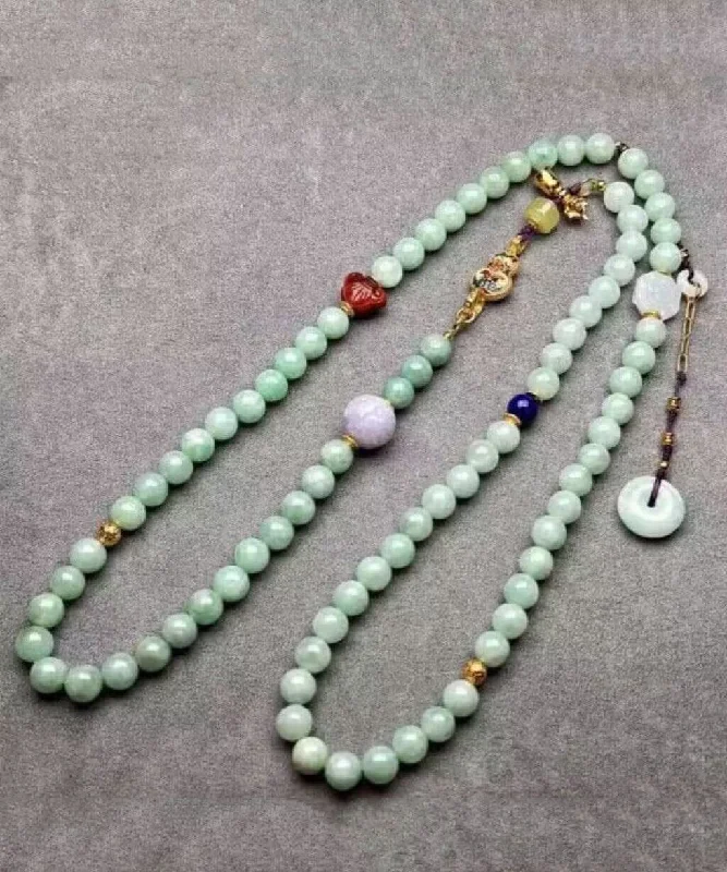 Hurry Up Women Cyan Jade Turquoise Agate Beading Tassel Sweater Lariat Necklace