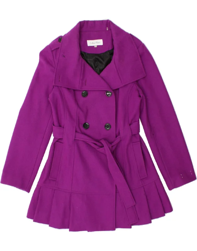 Weekend Discounts to Enjoy CALVIN KLEIN Womens Double Breasted Coat UK 12 Medium Purple Wool Weekend Discounts to Enjoy CALVIN KLEIN Womens Double Breasted Coat UK 12 Medium Purple Wool