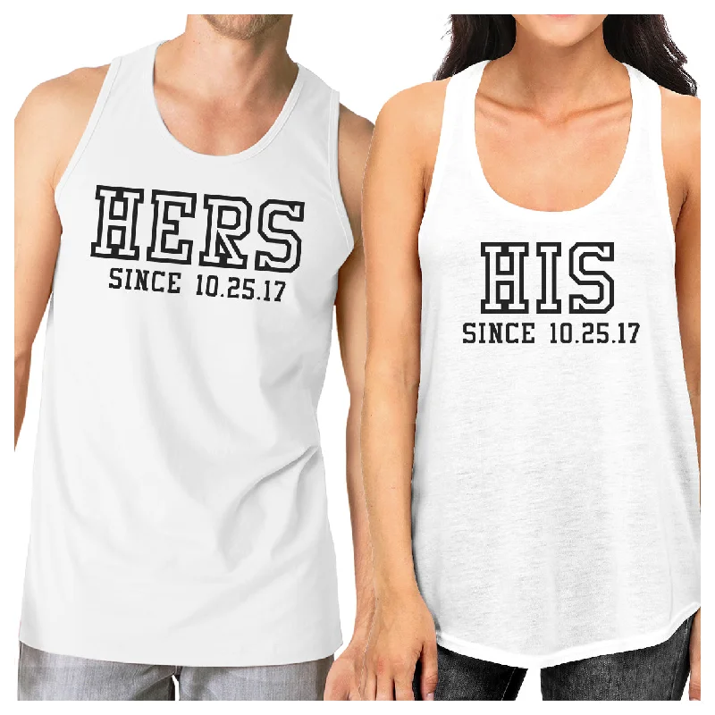 TIME-Limited Offer Hers And His Since Custom Matching Couple White Tank Tops